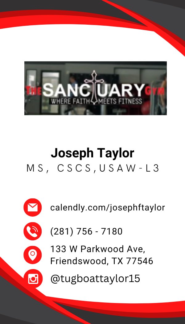 Joseph Taylor (@tugboattaylor15) on Twitter photo Big News! I’m now offering private training at <a href="/TheSanctuaryGym/">The Sanctuary Gym</a>!
While I’m diving headfirst into an exciting new career in Medical Device Sales, that coaching fire still burns strong. So I’m back in the gym on Saturdays from 5AM–2PM, offering 1-on-1 and small group training (up Big News! I’m now offering private training at <a href="/TheSanctuaryGym/">The Sanctuary Gym</a>!
While I’m diving headfirst into an exciting new career in Medical Device Sales, that coaching fire still burns strong. So I’m back in the gym on Saturdays from 5AM–2PM, offering 1-on-1 and small group training (up
