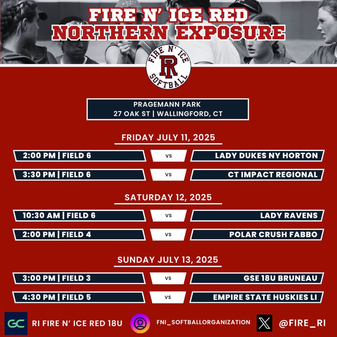 Sophia Thornton 2027 (@sjthornton34) on Twitter photo Excited to get back out on the field @ Northern Exposure Showcase in CT! Here’s my schedule! Go FNI 🔥🧊!!
<a href="/fire_ri/">RI Fire N’ Ice Softball</a> <a href="/CoachFons_Brown/">Rich Fonseca</a> <a href="/mitsoftball/">MIT Softball</a> <a href="/coach_trotman/">Coach Trotman</a> <a href="/UTampaSoftball/">Tampa Softball</a> <a href="/PenmenSB/">SNHU Softball</a> <a href="/SMCSoftball/">SMC Softball</a> Excited to get back out on the field @ Northern Exposure Showcase in CT! Here’s my schedule! Go FNI 🔥🧊!!
<a href="/fire_ri/">RI Fire N’ Ice Softball</a> <a href="/CoachFons_Brown/">Rich Fonseca</a> <a href="/mitsoftball/">MIT Softball</a> <a href="/coach_trotman/">Coach Trotman</a> <a href="/UTampaSoftball/">Tampa Softball</a> <a href="/PenmenSB/">SNHU Softball</a> <a href="/SMCSoftball/">SMC Softball</a>