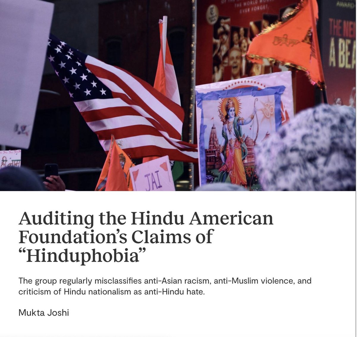 What a week at HAF!!

Right after <a href="/MotherJones/">Mother Jones</a>' nasty hit piece calling us foreign agents, <a href="/JewishCurrents/">Jewish Currents</a> claims HAF “misclassifies” hate incidents and advances a political agenda. 

Here’s why these accusations are misleading and ignore the lived realities of Hindu Americans.