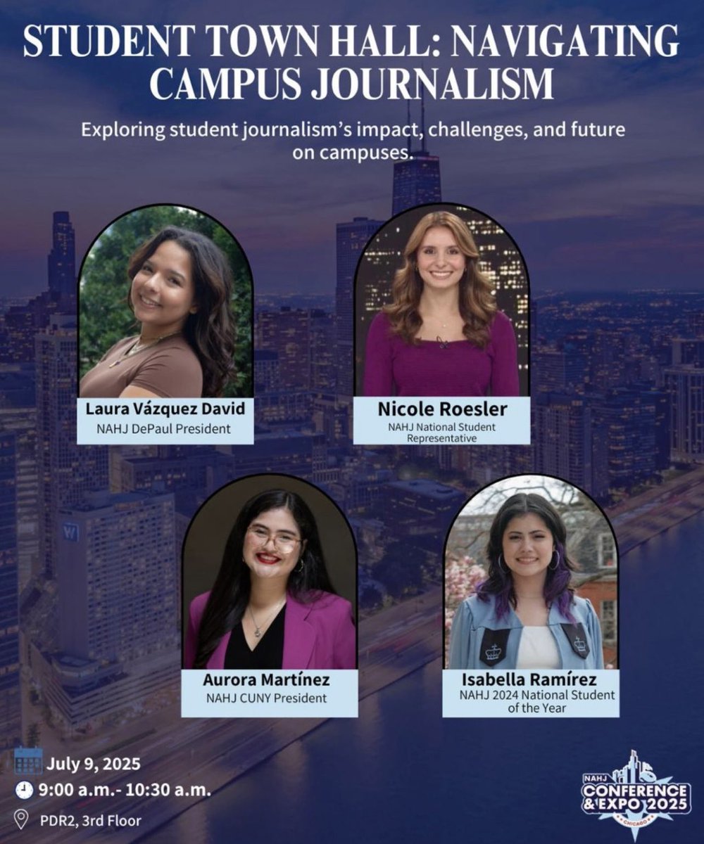I am in Chicago this week for #NAHJ25! Kicked off my first day speaking on a panel about navigating campus journalism w/ <a href="/lauravazquezpr/">Laura Vázquez David✨</a> <a href="/AuroraCeciliaM/">Aurora Martínez</a> <a href="/NicoleRoesler28/">Nicole Roesler</a>