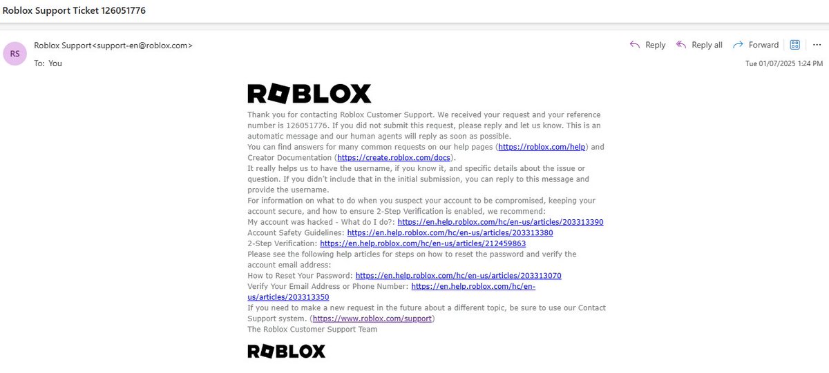 Justinhilly's tweet photo. My son’s account “seebothside” was hacked, and despite sending complete documentation, we’ve only gotten automated replies. We are days from the 30-day deadline passing.
Please escalate our case to a real person.
Roblox username: seebothside
#RobloxSupport #AccountRecovery #RobloxHelp