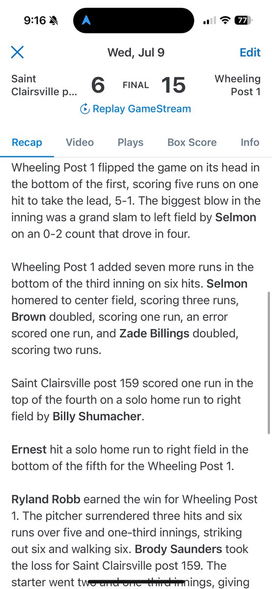 Wheeling Post 1 Baseball tweet media