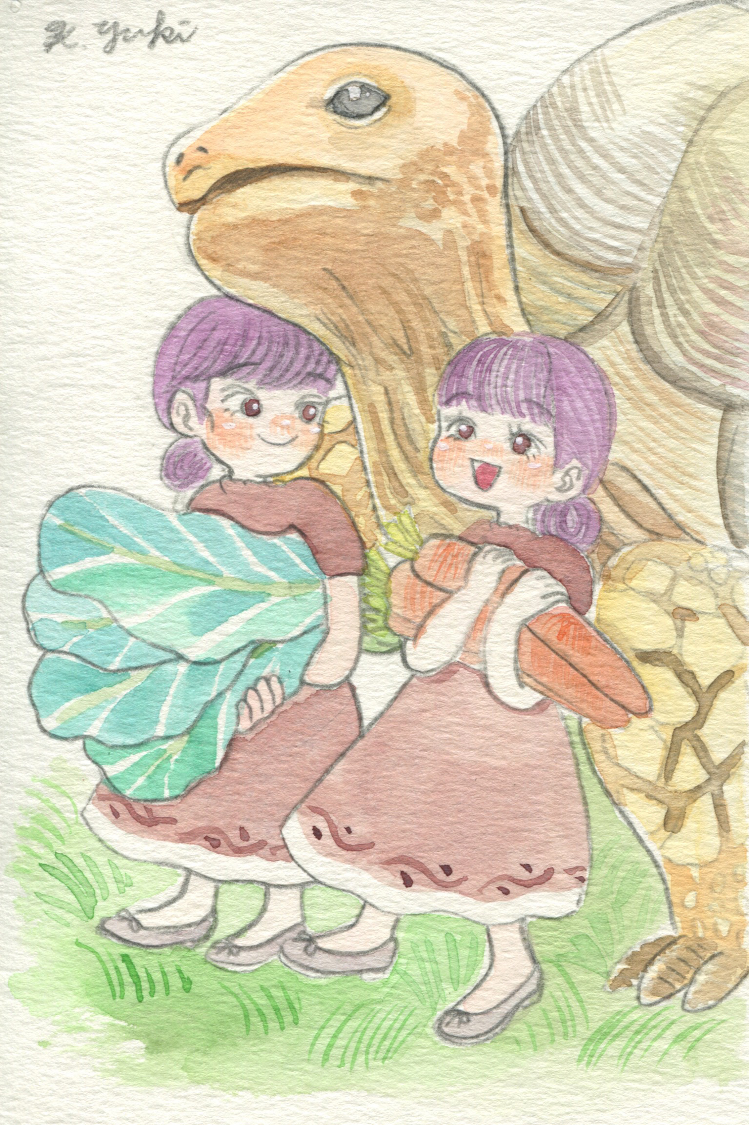 肥後グリーンメロン 色鉛筆画　はがきサイズ 色鉛筆画 原画 1点物 メロンパン イラスト ハガキサイズ - メルカリ