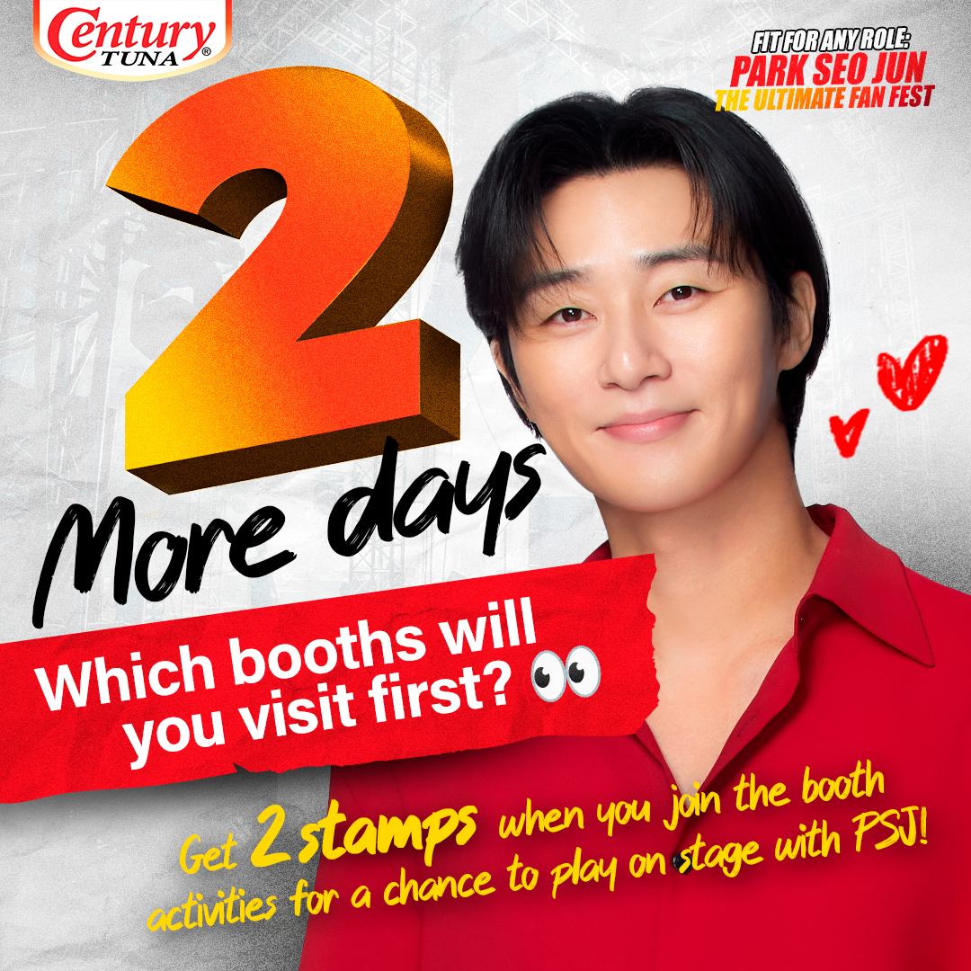 📣TWO DAYS TO GO! So many booths available… Which one are you trying first on July 12? The Fit Zone💪? Style Lounge 👔? Spotlight Studio 📷?

Join the booth activities to get freebies and don't forget to get 2 stamps for a chance to play on stage with PSJ via the raffle! 👀