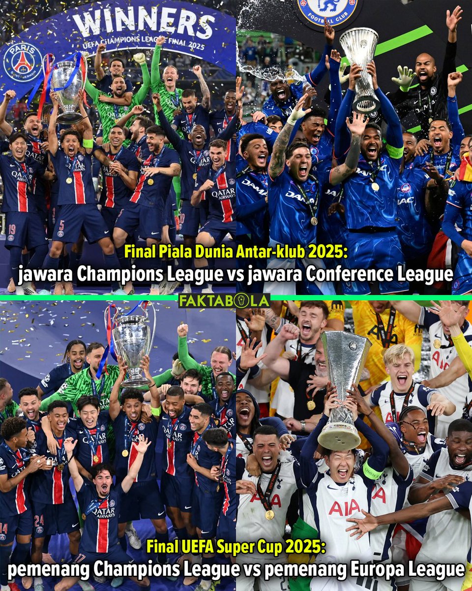 PSG &amp; Luis Enrique berpotensi raih 6 trofi di tahun 2025, jika mampu menang  lawan Tottenham &amp; Chelsea!

🏆 Juara Ligue 1
🏆 Juara Coupe de France
🏆 Juara Trophée des Champions
🏆 Juara UEFA Champions League
.
🤔 Piala Dunia Antar-klub
🤔 UEFA Super Cup