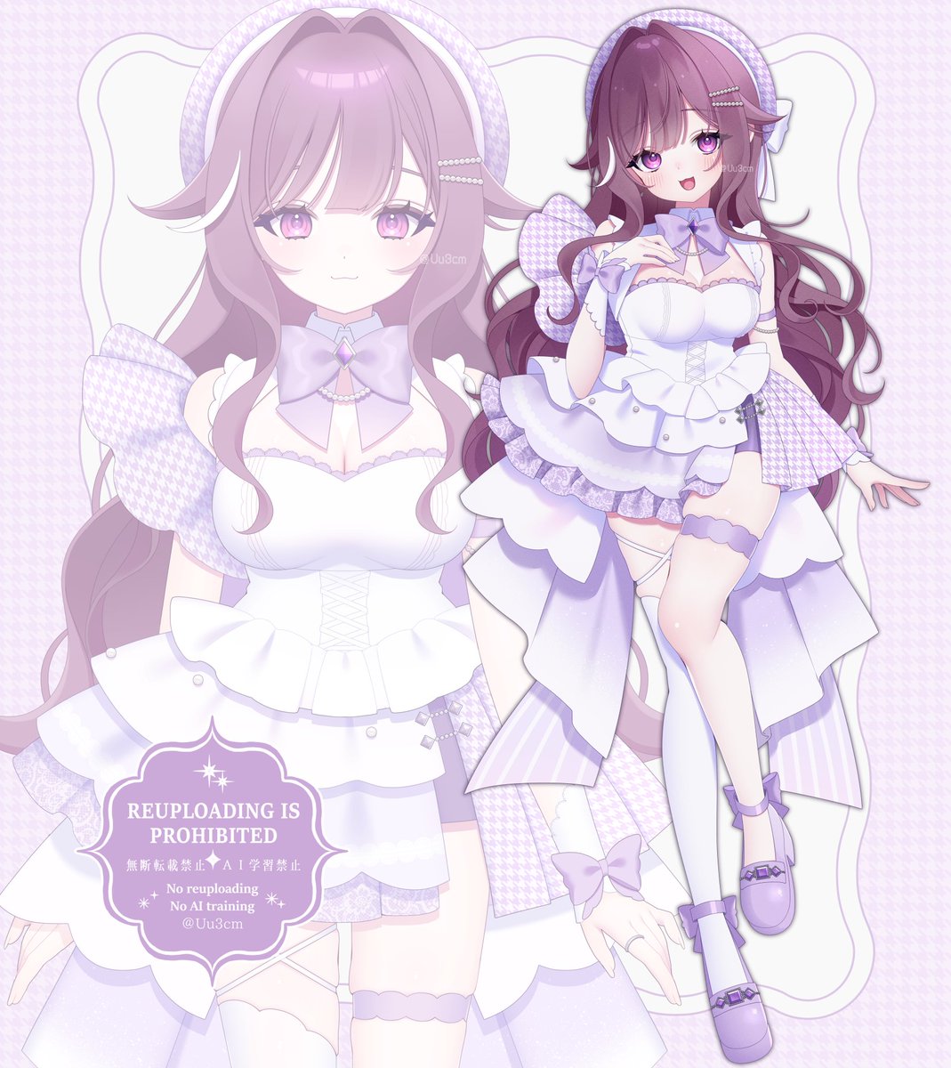 Uu3cm's tweet image. 菜ツ原様
Live2D用パーツ分けイラスト
三面図イラスト
キービジュアルイラスト
リデザイン提案
を担当させていただきました!💜
commission ai use prohibited