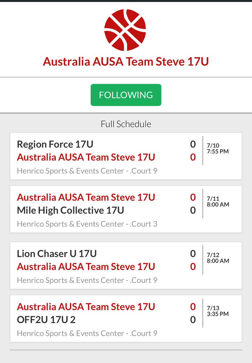 Shoghi Taylor (@shoghitaylor) on Twitter photo Coaches, here is my schedule for this weekend playing for <a href="/PRO16League/">PRO16/NXTPRO League</a> for <a href="/AUSA_Hoops/">AUSA Hoops</a> team Steve in Richmond Virginia. See you there
<a href="/jordanemullan/">Jordan Mullan</a>
<a href="/AUSA_Hoops/">AUSA Hoops</a>
<a href="/SRouhliadeff/">Steve</a> Coaches, here is my schedule for this weekend playing for <a href="/PRO16League/">PRO16/NXTPRO League</a> for <a href="/AUSA_Hoops/">AUSA Hoops</a> team Steve in Richmond Virginia. See you there
<a href="/jordanemullan/">Jordan Mullan</a>
<a href="/AUSA_Hoops/">AUSA Hoops</a>
<a href="/SRouhliadeff/">Steve</a>