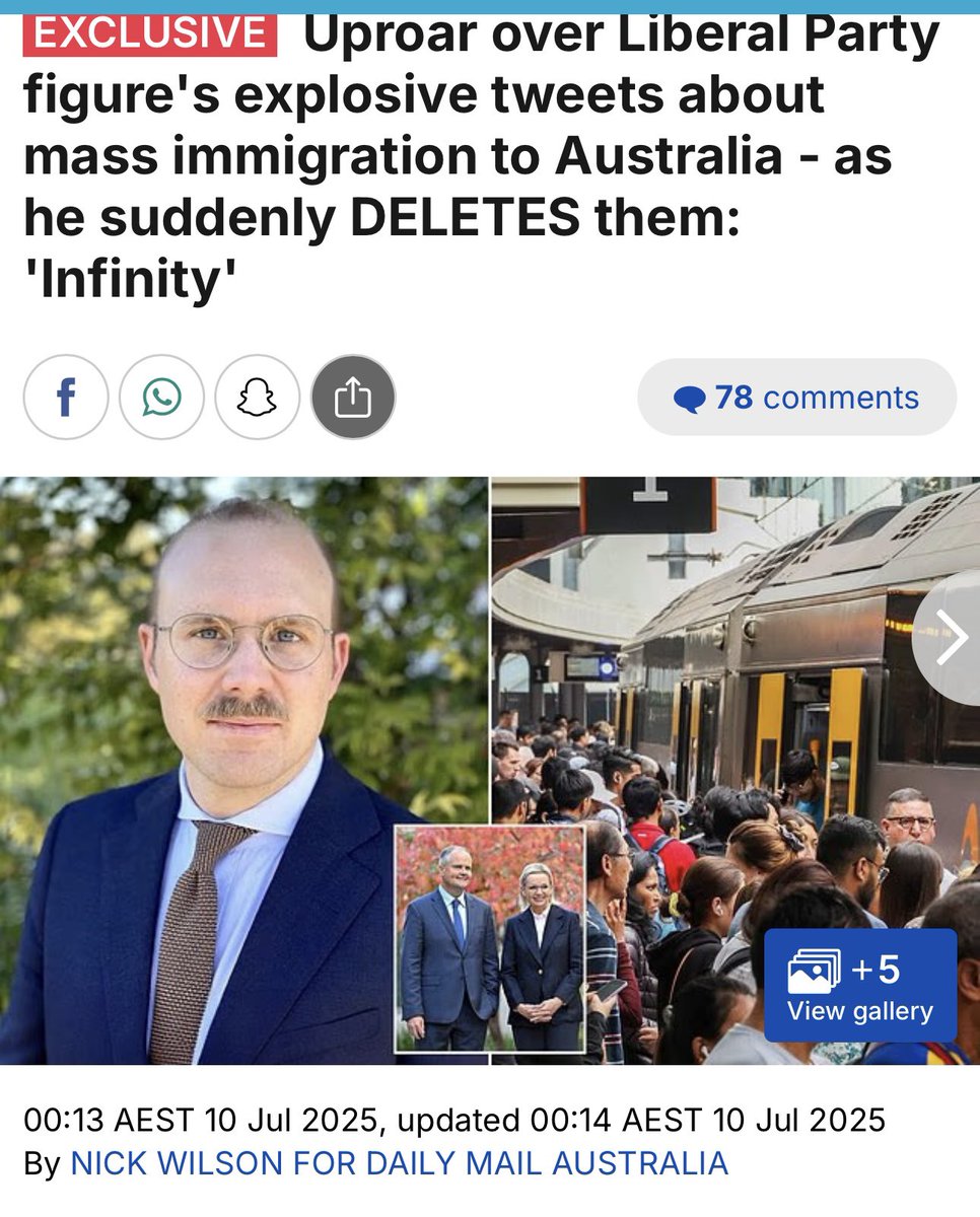 LyndaFrench19's tweet photo. #LNPDirt
An #economist appointed to a key Liberal Party role has come under fire over old tweets saying the best level of mass #immigration to Australia is 'infinity'.
Author and academic #StevenHamilton
https://t.co/rR7c76W4U1 https://t.co/Fc3L9SWNXR