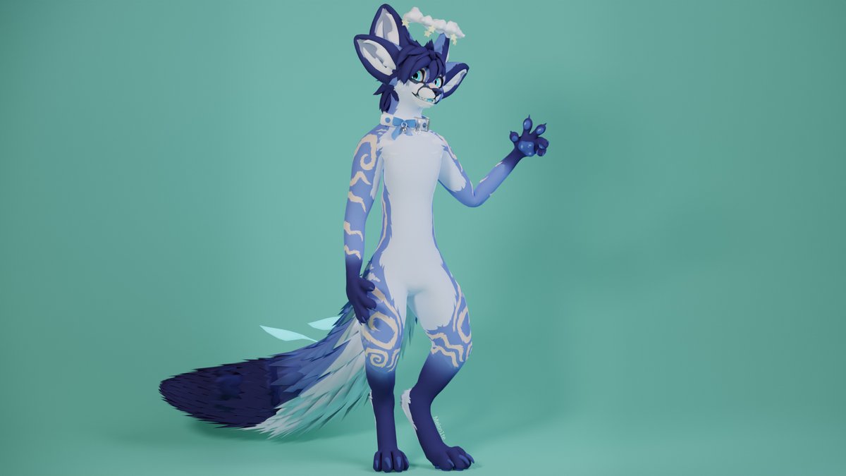 Melon1te's tweet image. A custom Fennix Ultimate for @/Swably! Featuring custom hair, halo, collar, ported over Fennix HD ears and retexture!
Base by Tosca
#render #vrchatfurry