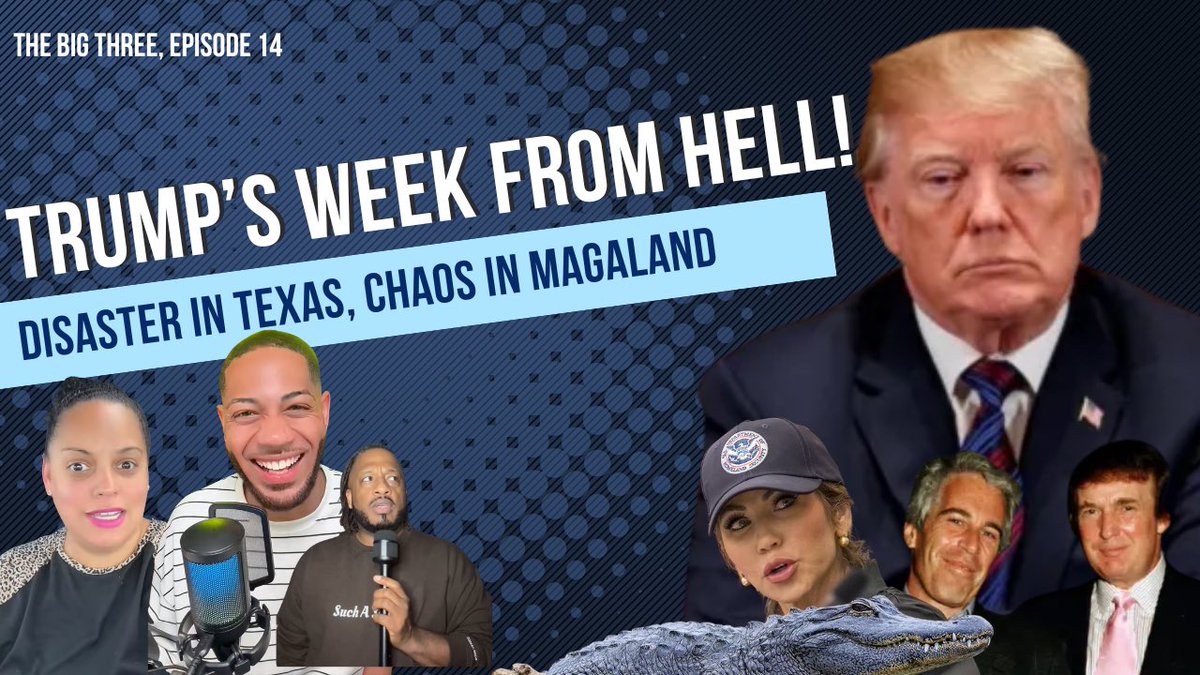 Zackory Kirk (@zackoryk) on Twitter photo 🚨 NEW EPISODE at 10: The Big Three is back and Trump is spiraling.
📍Texas is underwater.
📍Elon just launched his own party.
📍And the Epstein Files? A whole lotta smoke and Trump-shaped fire.
Tap in. We’ve got receipts. 🎙️🔥 <a href="/tify330/">Candidly Tiff</a> <a href="/2RawTooReal/">2RawTooReal</a> youtube.com/live/Jez61wHTG… 🚨 NEW EPISODE at 10: The Big Three is back and Trump is spiraling.
📍Texas is underwater.
📍Elon just launched his own party.
📍And the Epstein Files? A whole lotta smoke and Trump-shaped fire.
Tap in. We’ve got receipts. 🎙️🔥 <a href="/tify330/">Candidly Tiff</a> <a href="/2RawTooReal/">2RawTooReal</a> youtube.com/live/Jez61wHTG…