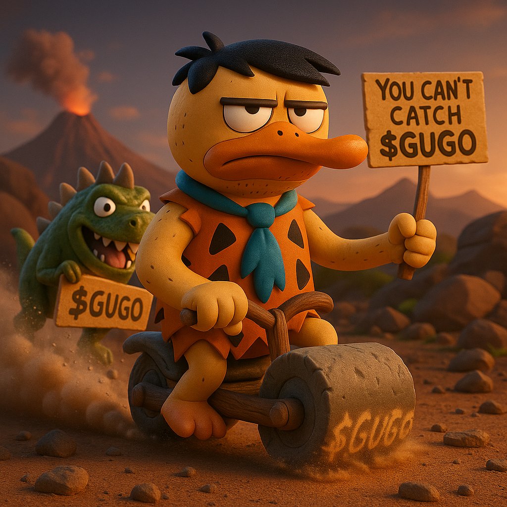 <a href="/RockyBalberoni/">rockbalbowski ✳️</a> <a href="/CrispyGPT/">CrispyGPT</a> They said he was stuck in the past...

But $GUGO just rewrote it.

Prehistoric vibes. Permanent motion. 🦆💨
