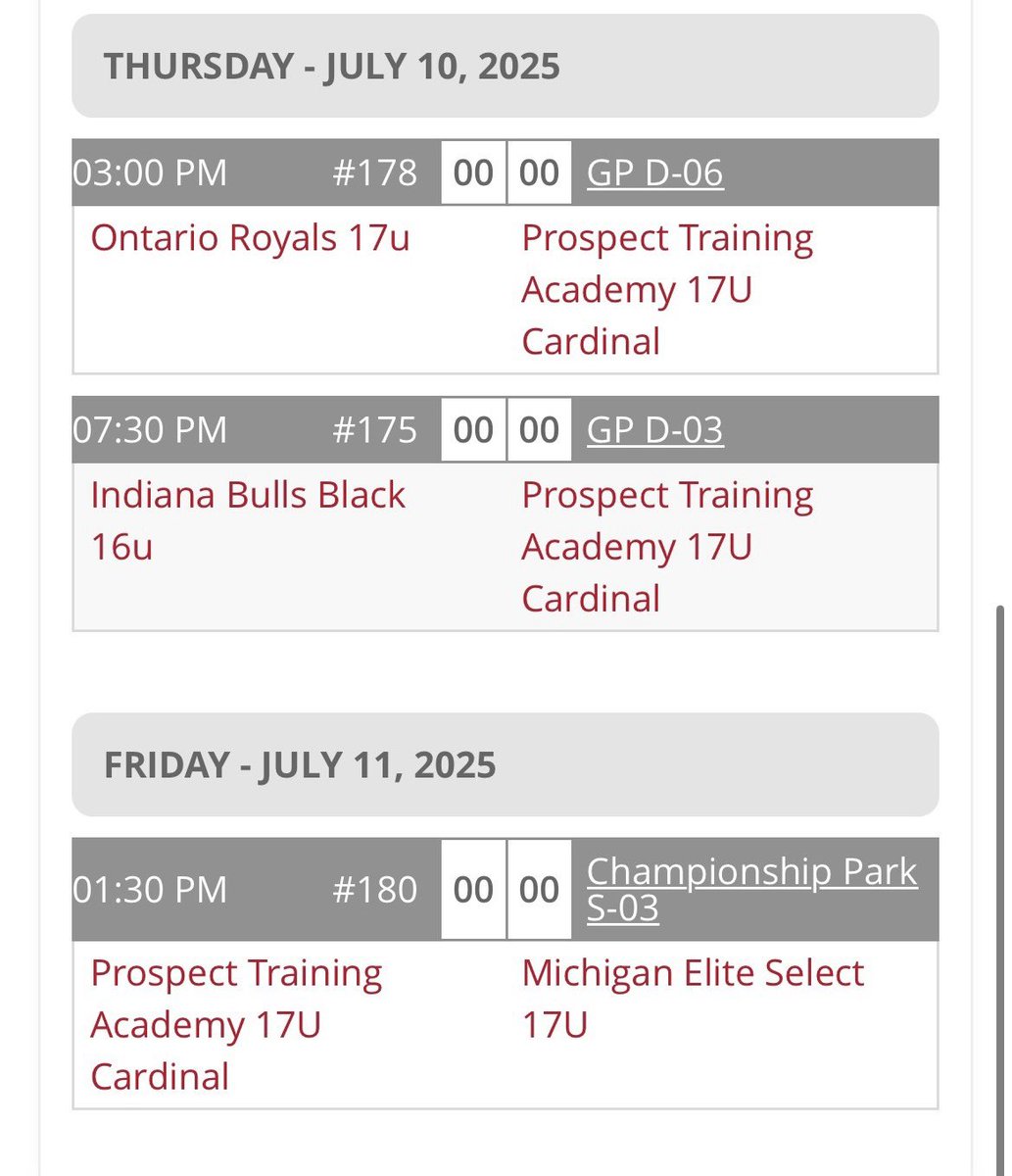 This weekend competing down in Indiana for the 17u ABC Invite Tournament! Game times are listed below…