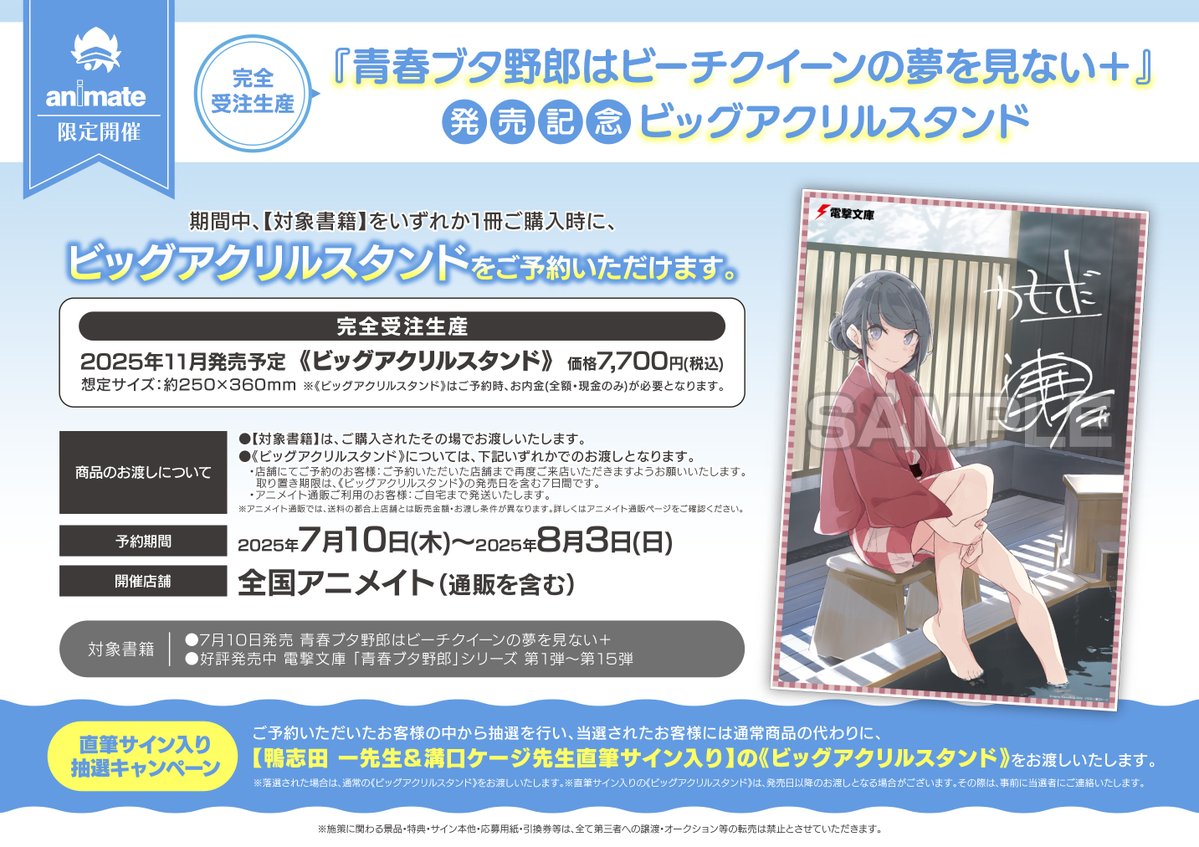 予約情報】 『【完全受注生産】『＃青春ブタ野郎はビーチクイーンの夢