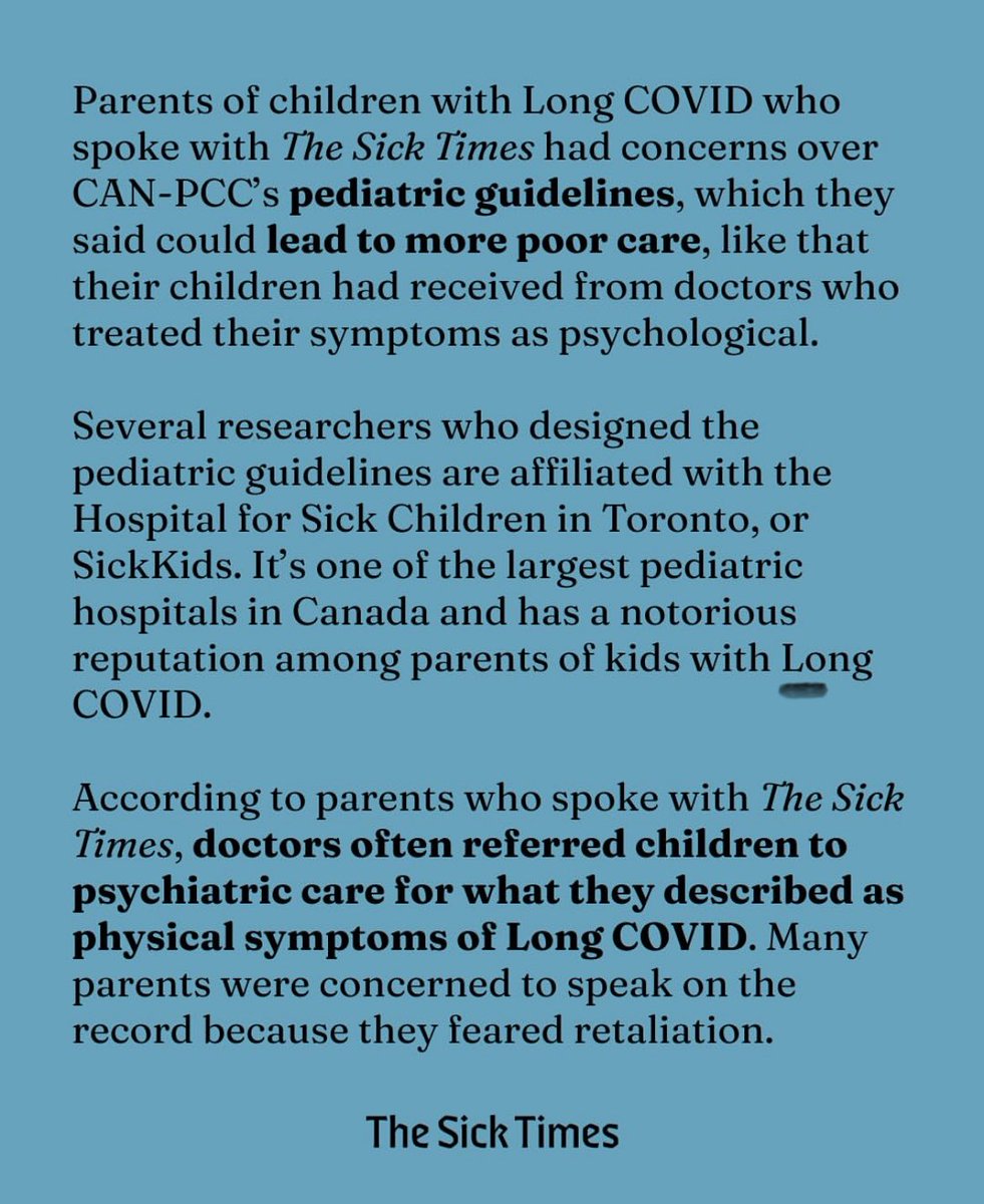 “Many parents were concerned to speak on the record because they feared retaliation”……

Health Care.

#longcovidcare
#longcovidkids