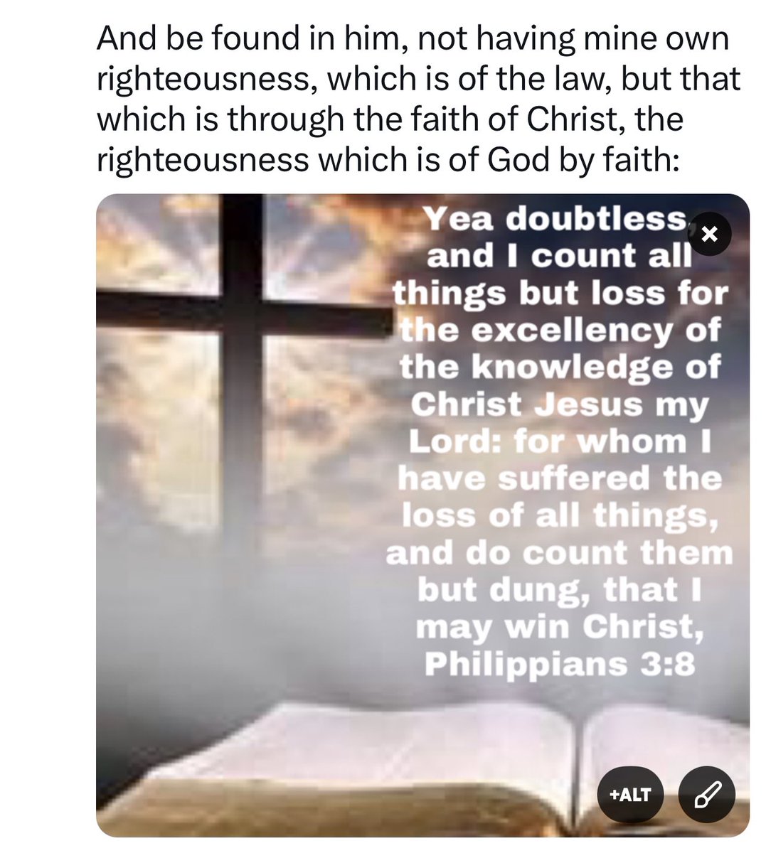 One_Of_His's tweet photo. Philippians 3:8-9 KJV
Yea doubtless, and I count all things but loss for the excellency of the knowledge of Christ Jesus my Lord: for whom I have suffered the loss of all things, and do count them but dung, that I may win Christ,
#JesusisLord
#IamaChristian https://t.co/DHH3TclQdZ