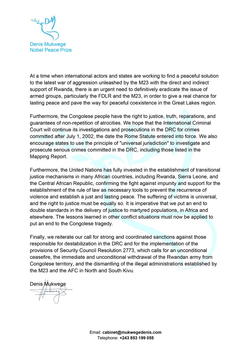 🇺🇳 Statement following the publication of the latest report of the United Nations Group of Experts on the Democratic Republic of Congo 🇨🇩
---------------------------------
The biannual report of the experts mandated by the United Nations Security Council confirms, with supporting