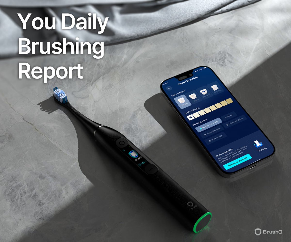 official_BrushO's tweet image. Ever wished your toothbrush could tell you how well you brushed?

BrushO delivers daily brushing reports, smart suggestions, and AI-powered feedback—all in one sleek device.

Smarter habits start here. 🦷📲 #BrushO #SmartToothbrush #ElectricToothbrush