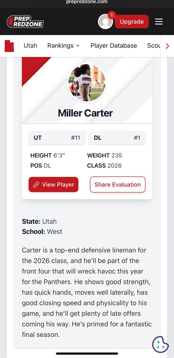 - Thank you for the evaluation <a href="/Andy_Pham1/">Andy</a> 🙏🏽 Appreciate the write up! Looking forward to my last season at West High. Go Panthers!! C/O 2026 🔴⚫️ <a href="/PrepRedzoneUT/">Prep Redzone Utah</a> 

<a href="/westpanthersfb/">West High Football</a> <a href="/coachsolovi/">osolovi</a> <a href="/CoachSiuhengalu/">Nick Siuhengalu</a>