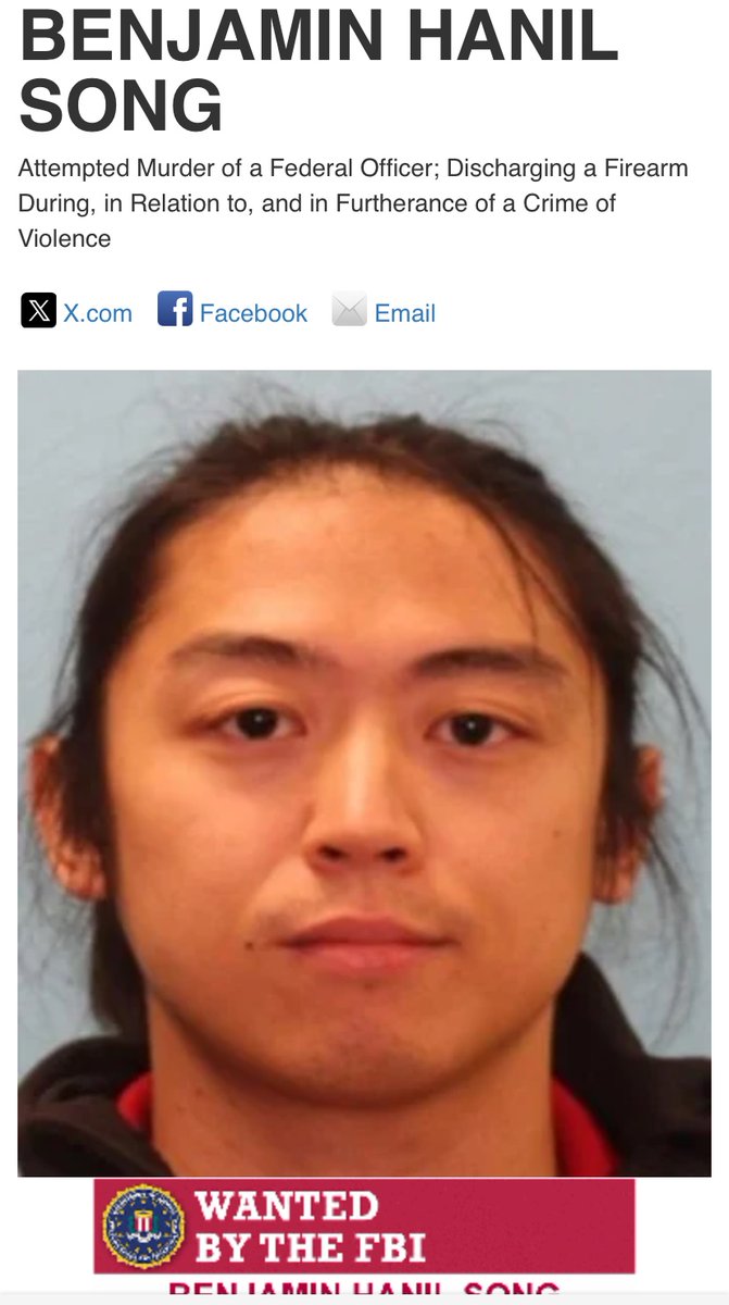 bxieus's tweet image. Just received an alert on my phone: this guy, Benjamin Song, is wanted by FBI for his crime of attacking on the Prairieland Detention Center in Alvarado, Texas. He had shot and wounded a law enforcement officer. and he may be hiding in my area.
fbi.gov/wanted/additio…