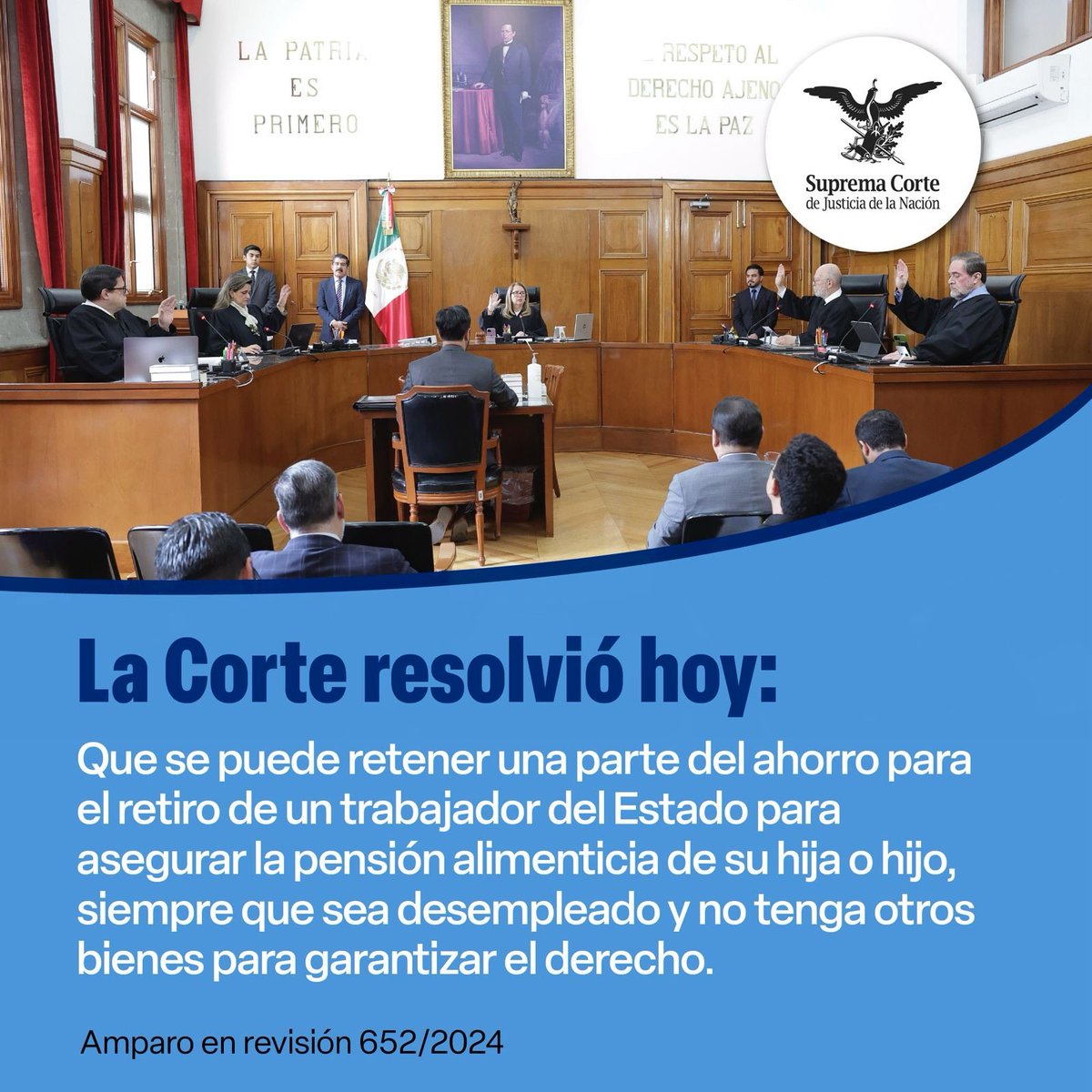 ¿El ahorro para el retiro (AFORE) de una persona trabajadora del Estado puede usarse para garantizar la pensión alimenticia de su hija o hijo? Conoce lo que #LaCorteHoy resolvió al respecto 👇

•⁠  ⁠La madre de dos infantes acudió a un juzgado para solicitar que se usara parte