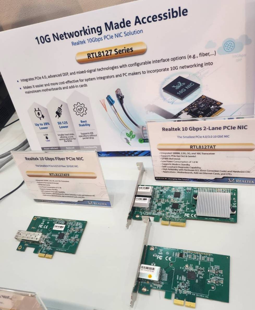 TechPlusLink's tweet photo. We successfully showcased the RTL8127 series Network Interface Cards (NICs) at Realtek’s booth during COMPUTEX Taipei 2025. We sincerely thank all our friends and partners for their enthusiastic participation and support!

#NIC 
#RTL8127 
#Networking 
#Realtek https://t.co/4NL3Synkp0