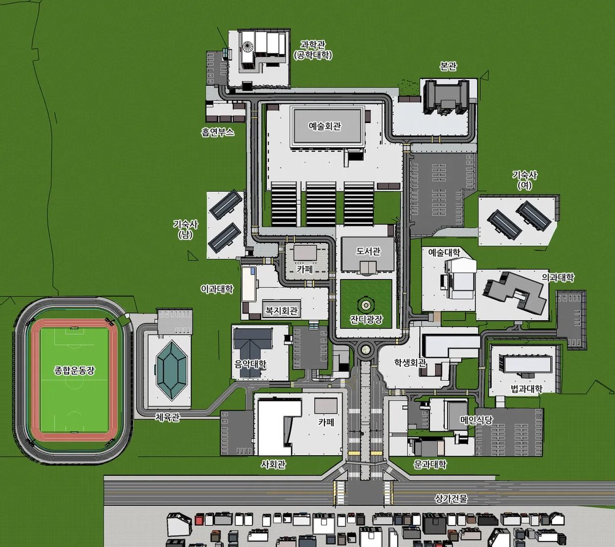 📢텀블벅 펀딩 오픈 안내 
[스케치업] 현실감있는 캠퍼스 올인원세트

강의실, 본관, 도서관, 학생식당, 복지회관, 잔디 광장 등 
현대 대학의 일상적인 공간들을 현실감 있게 구현하여 웹툰 속 다양한 장면을 연출하기 쉽도록 구성했습니다.

🔽#텀블벅 바로가기🔽
tumblbug.com/all_campus