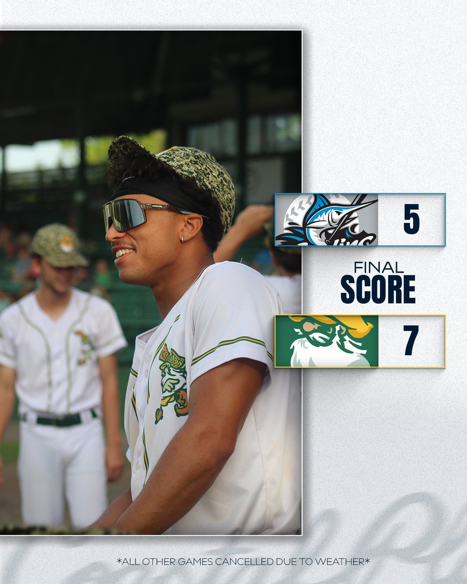 CPLBaseball's tweet photo. Got a little rain, but the @YardGnomes took the @mhcmarlins at home #TheFutureIsNow https://t.co/zY8zclzDPE