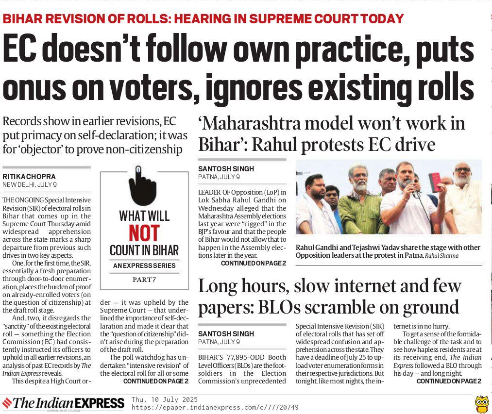JohnBrittas's tweet photo. “ EC doesn’t follow own practice, puts onus on voters, ignores existing rolls “. Yes , it happens because the real Sir of the “SIR” is someone else ! @ECISVEEP https://t.co/4tqj4kqk9K