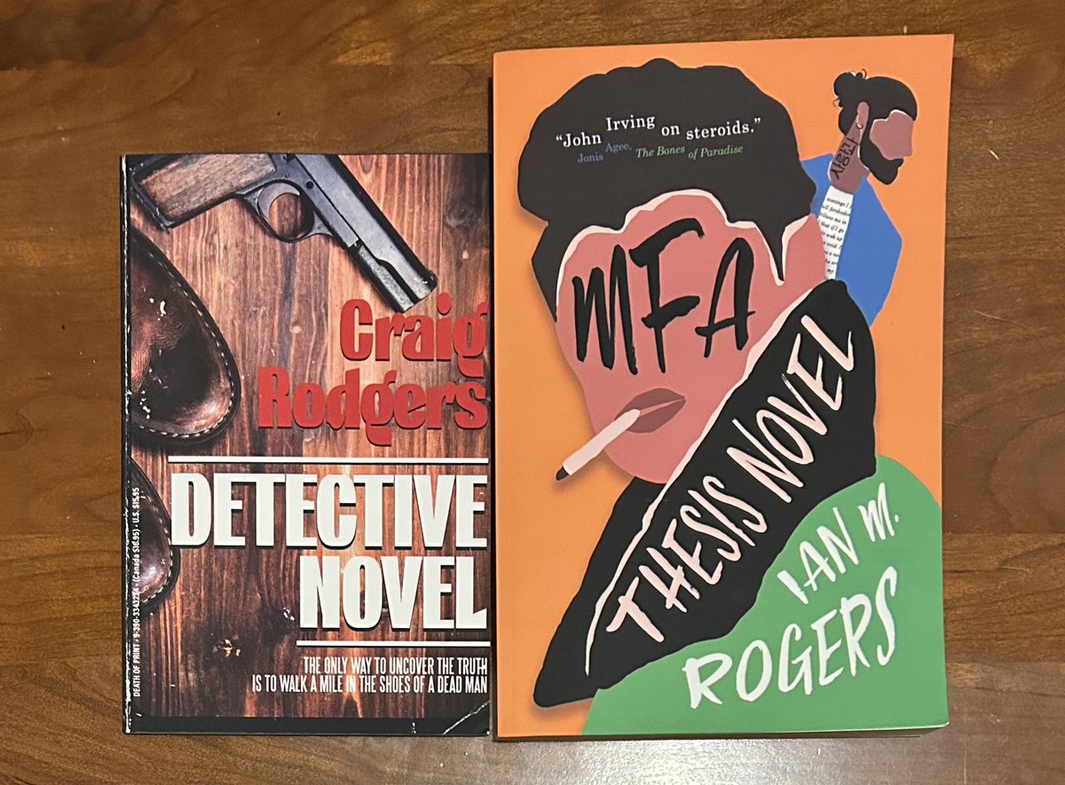 An oddly serendipitous book day! At a book event <a href="/GibsonsConcord/">Gibson’s Bookstore</a> I met Ian M. Rogers <a href="/IantheRoge/">Ian M. Rogers</a> and bought his book MFA Thesis Novel and then when I got home I found #bookmail from Malarkey Books by Craig Rodgers. 

Roger, Rodger. 🤣