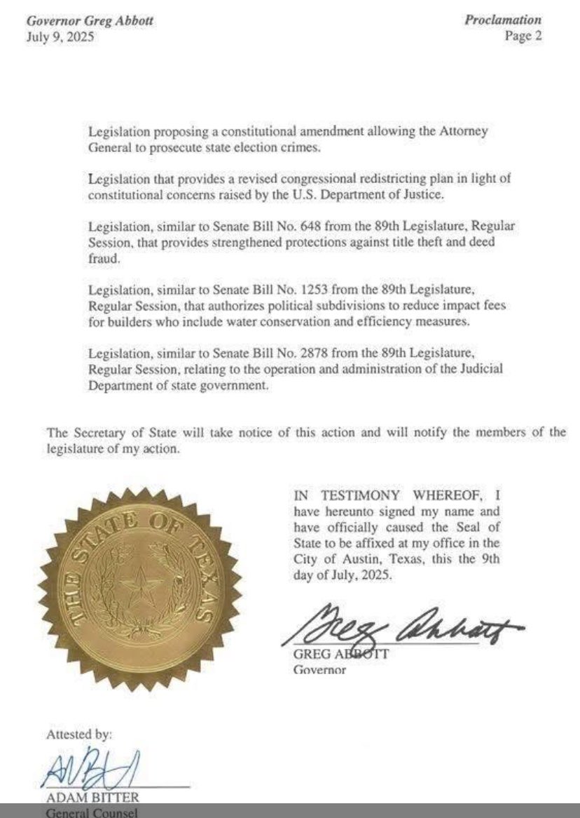 Special Session proclamation