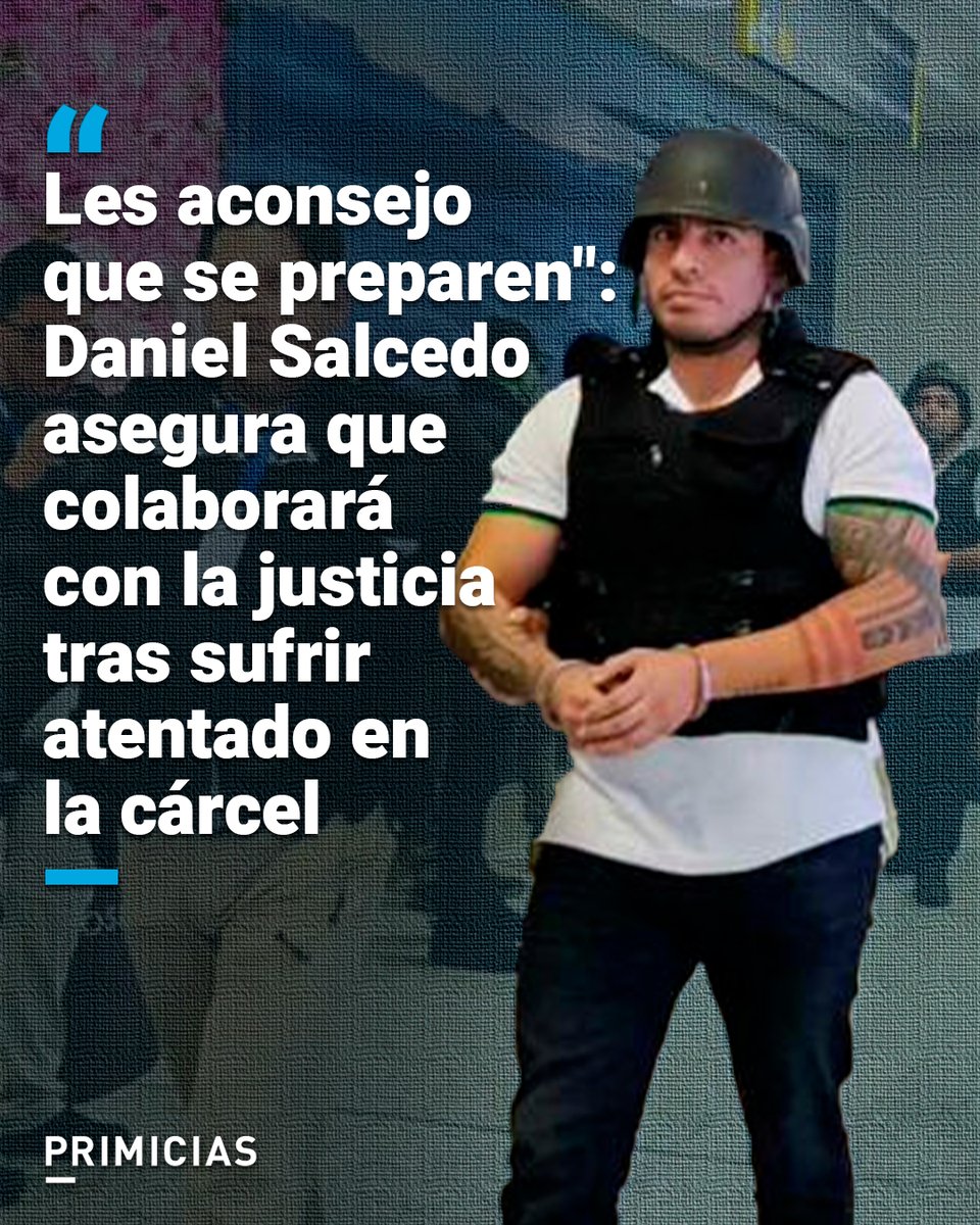 Primicias's tweet image. Daniel Salcedo, sentenciado por el caso Metástasis y testigo protegido de la Fiscalía, anunció que colaborará con la justicia. Asegura tener pruebas sensibles tras sufrir intento de asesinato en la cárcel de Riobamba. prim.ec/3jPm50Wnp4f