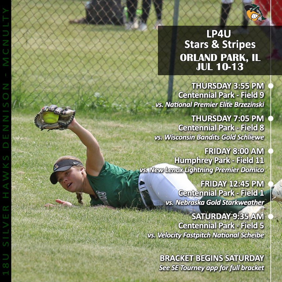 Lauren McNulty (@coach_mcnulty) on Twitter photo 🚗 heading to Stars and Stripes this Thursday-Sunday in Orland Park!
Check out 18U <a href="/SilverHawkSball/">Silver Hawks</a> McNulty schedule below! ⬇️ 🚗 heading to Stars and Stripes this Thursday-Sunday in Orland Park!
Check out 18U <a href="/SilverHawkSball/">Silver Hawks</a> McNulty schedule below! ⬇️
