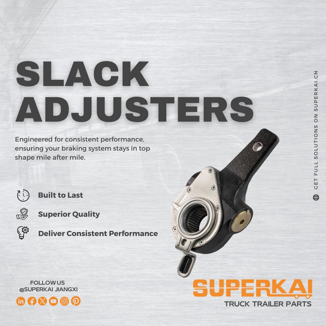 Engineered for consistent performance, ensuring your braking system stays in top shape mile after mile.

superkai.cn
WhatsApp: +86 177 4666 5823
Email: sales@superkai.cn

#HeavyDuty #cvparts #slackadjuster #truck