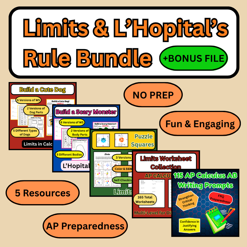 ColeMathematics's tweet photo. Limits and L'Hôpital’s Rule Bundle - Activities, Worksheets &amp; Writing Prompts https://t.co/4PucU69pM1 https://t.co/PjTvJzh2Uq