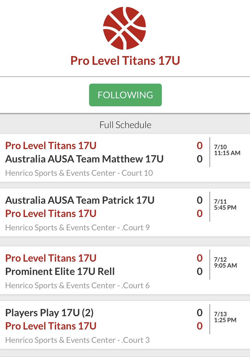 Schedule for this weekend in Virginia