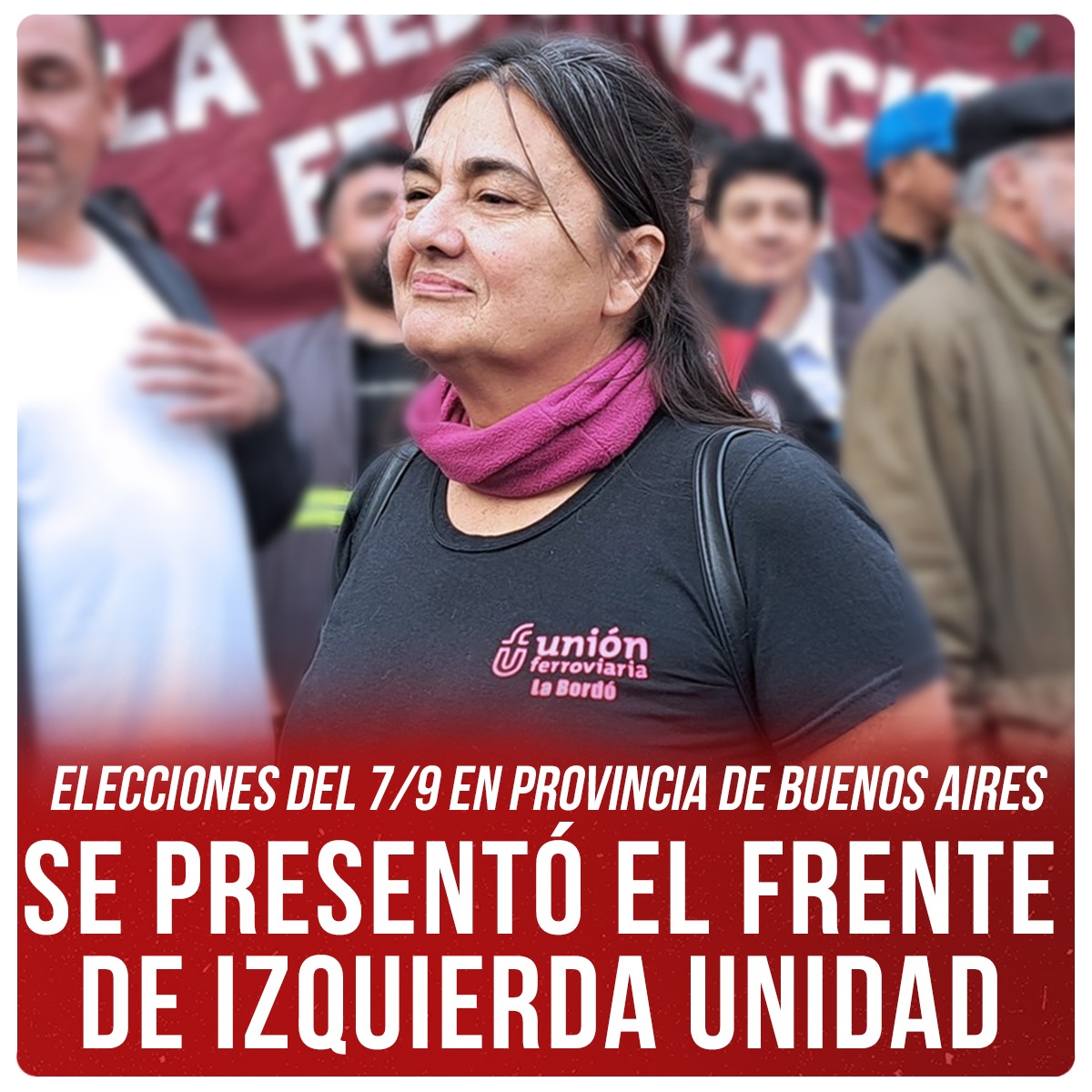 🗳️ Elecciones del 7/9 en Provincia de Buenos Aires

📣 SE PRESENTÓ EL FRENTE DE IZQUIERDA UNIDAD

👉🏼 Se acaba de presentar el Frente de Izquierda Unidad para las elecciones legislativas del 7 de septiembre en Provincia de Buenos Aires. Habrá candidaturas obreras y socialistas en