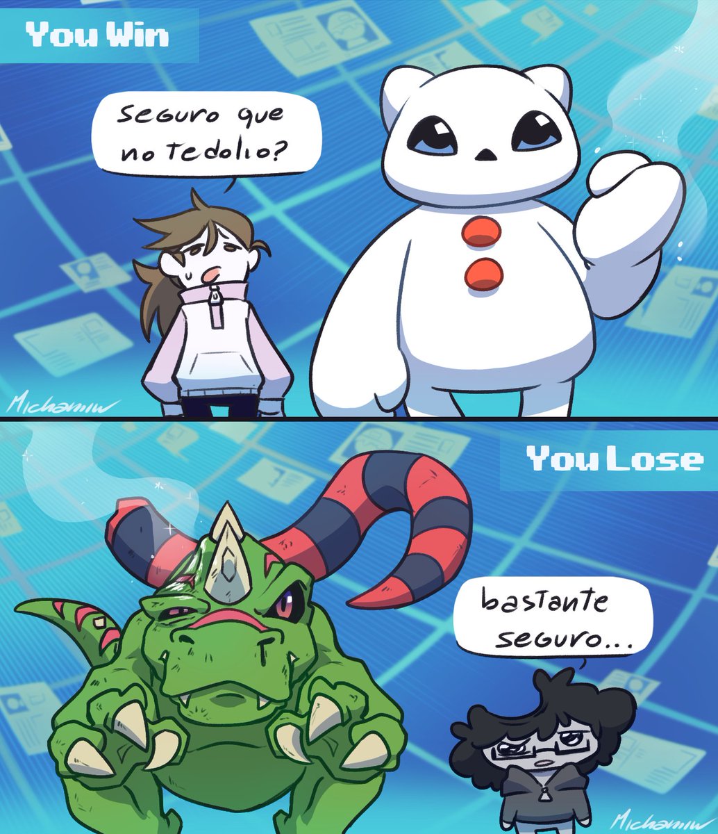 Michamiwart's tweet image. Partida mas tranquila del dev team 

pero no es mi culpa, @Chartias4rts  me retó a un combate

#Digimon #デジモン ⁠#NetDriver #tuskmon #yukidarumon