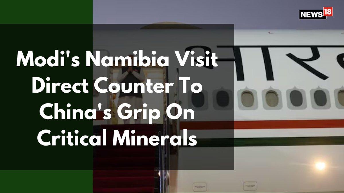 CNNnews18's tweet photo. Prime Minister Narendra Modi’s visit to Namibia had a definite purpose. Namibia is a country with a ton of critical rare earth mineral deposits, including uranium. That uranium is key to ensuring India’s energy security.
@SinhaSohil | #PMModi #namibiavisit
https://t.co/LbaFFx3J3F