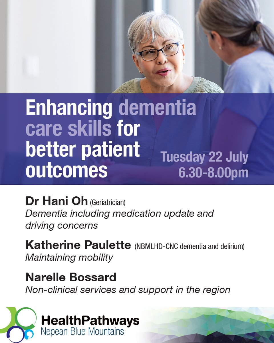 GPs, practice nurses and allied health professionals in our region are invited to attend our webinar on dementia care, focused on enhancing your skills for better patient outcomes.
📅 Tuesday 22 July, 6:30pm–8:00pm
📲 Visit  loom.ly/BCMuq9s to register
