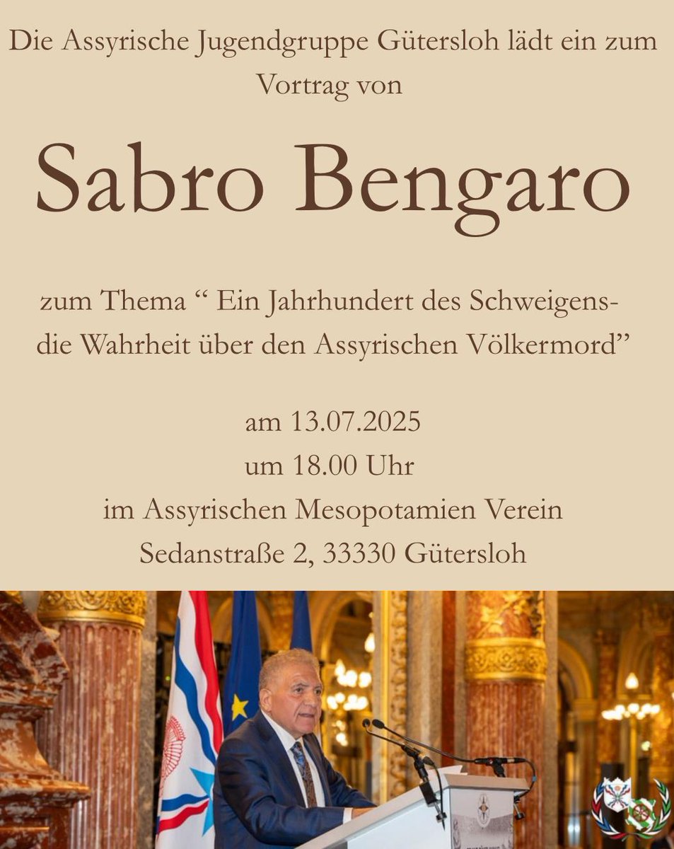I express my gratitude to the Assyrian Youth for orchestrating this presentation in Gütersloh, Germany, and I eagerly anticipate it.
