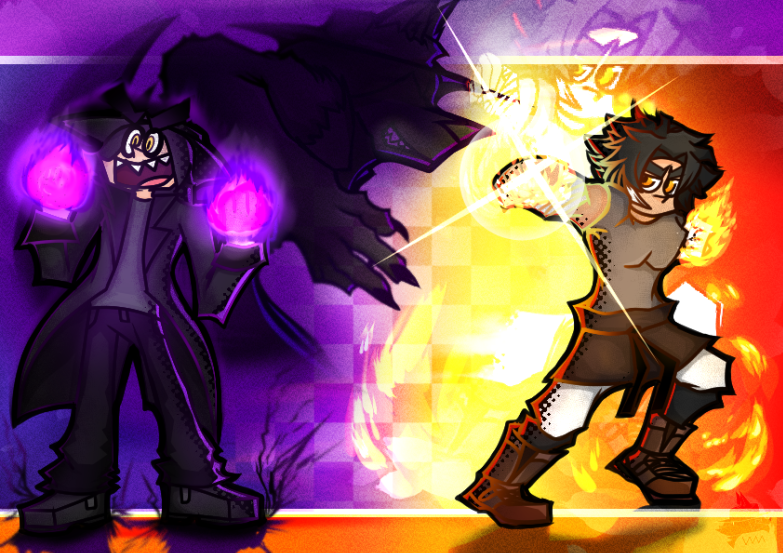 the__wolfman_'s tweet photo. Two separate Jacks, one of fire and one of darkness. Together at the same time, however? Who knows what'll happen! SUPER long overdue collab idea that me and @kioshimichi came up with, took a bit but finally finished, really fun too!
#ocart #digitalart #collab #werewolf #edgepop https://t.co/oEI0t9ci3w