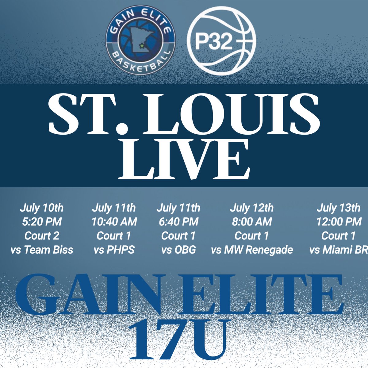 Coaches here is our 17u New Balance Prelude Live Period Schedule:
