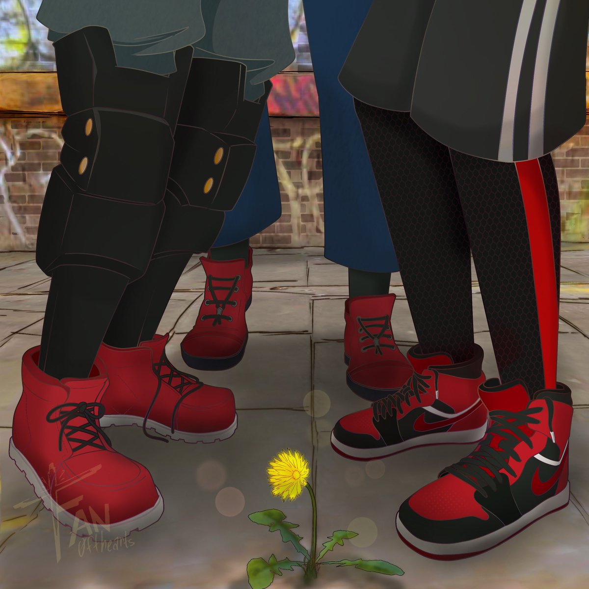 Fan0fthearts's tweet image. Coming out of an art block with a hyper fixation on these three. Be prepared to see more of the Red Sneaker Trio…