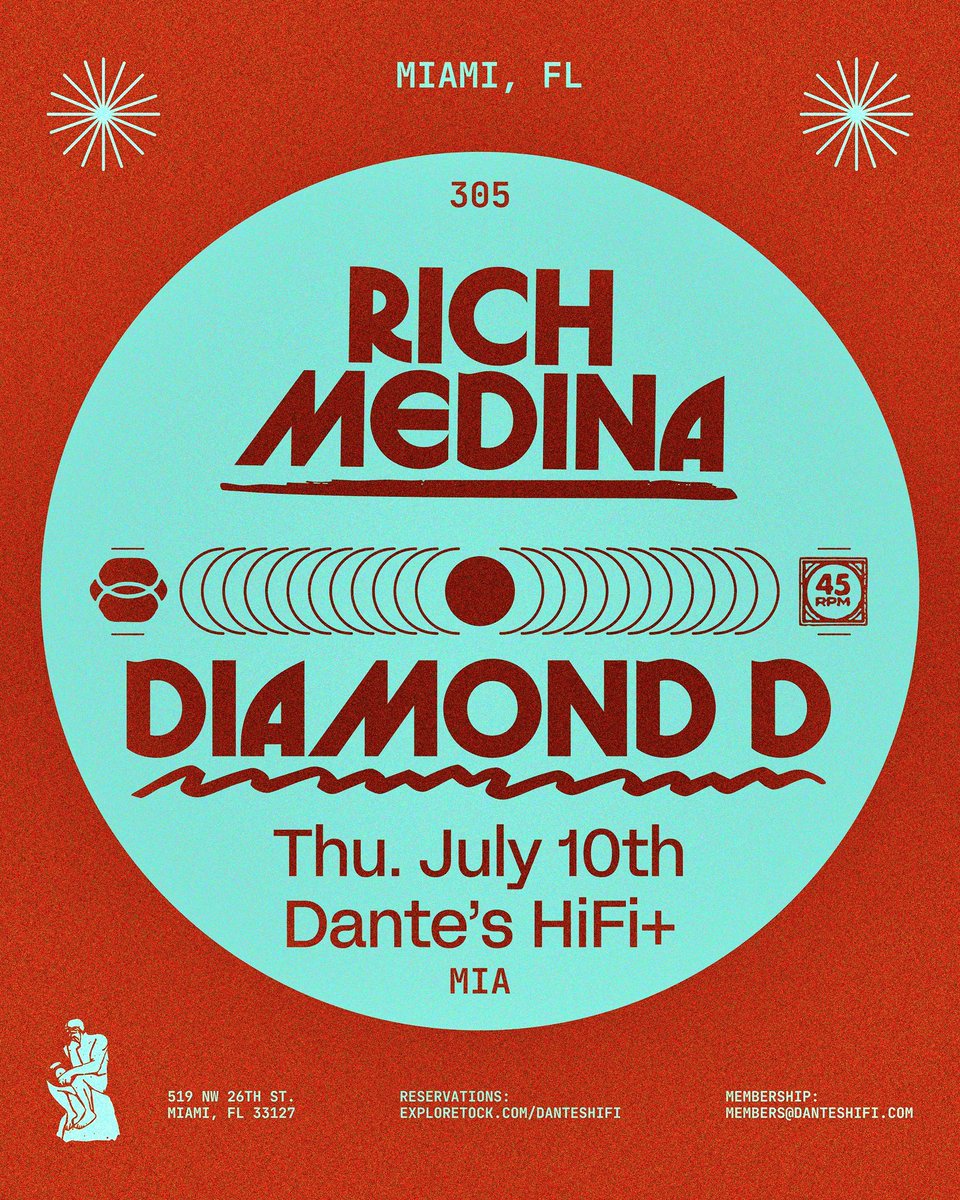 Tomorrow night in miami myself and rich medina are back coming thru with the 45s once again at dantes hifi 519 NW 26th St, Miami, FL 

Pull up and reserve your tickets now at danteshifi.com 
Good vibes and Good Music!!