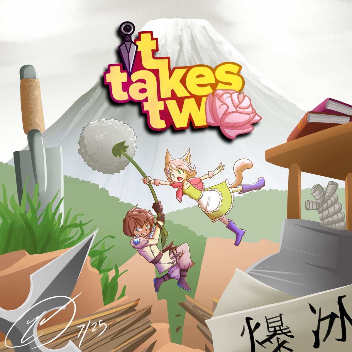 "Slash and Posie have found themselves in a crazy new world with many challenging puzzles to solve and enemies to take out! Will they be able to work together and find their way back home? Find out today at 8pm EST where they take on the world of It Takes Two!"
🎨: <a href="/Musetrigger/">Musetrigger</a>