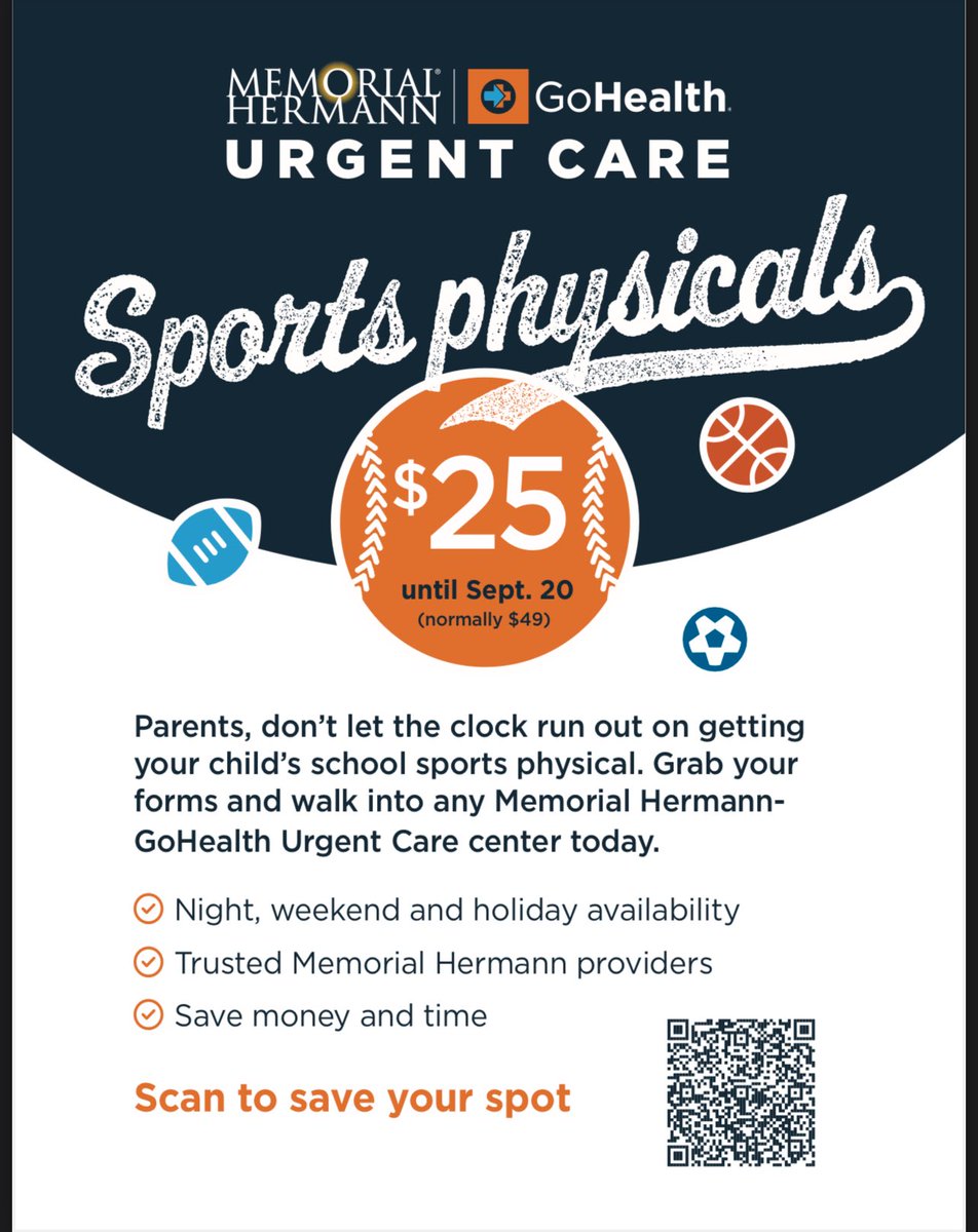 Dee McNeal, M.Ed. (@coachdmcneal) on Twitter photo 🚨🚨ATTENTION ATHLETES🚨🚨
Still need a physical?? Here’s your opportunity!! Please scan to make appointment and take physical form with you!! <a href="/RandleHS/">Randle High School</a> <a href="/trhsathletics1/">TRHS Athletics</a> <a href="/BrianRandle40/">#nodayzoff</a> 🚨🚨ATTENTION ATHLETES🚨🚨
Still need a physical?? Here’s your opportunity!! Please scan to make appointment and take physical form with you!! <a href="/RandleHS/">Randle High School</a> <a href="/trhsathletics1/">TRHS Athletics</a> <a href="/BrianRandle40/">#nodayzoff</a>