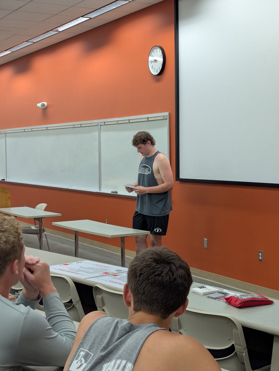 Senior Wyatt Cole presents his Winner's Speech to the team at goal setting night. #DTN #TPW #FACTS