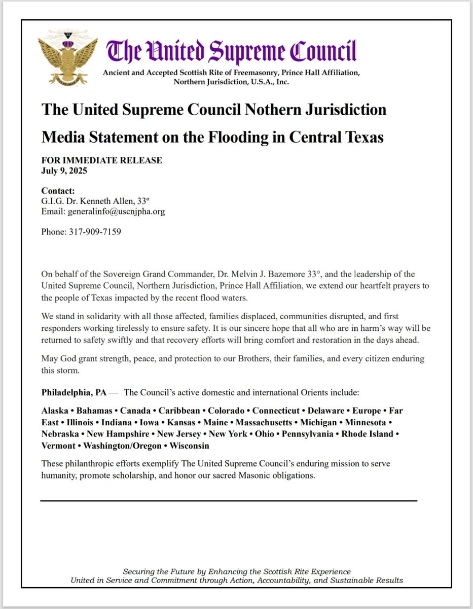 The United Supreme Council, NJ, PHA tweet media