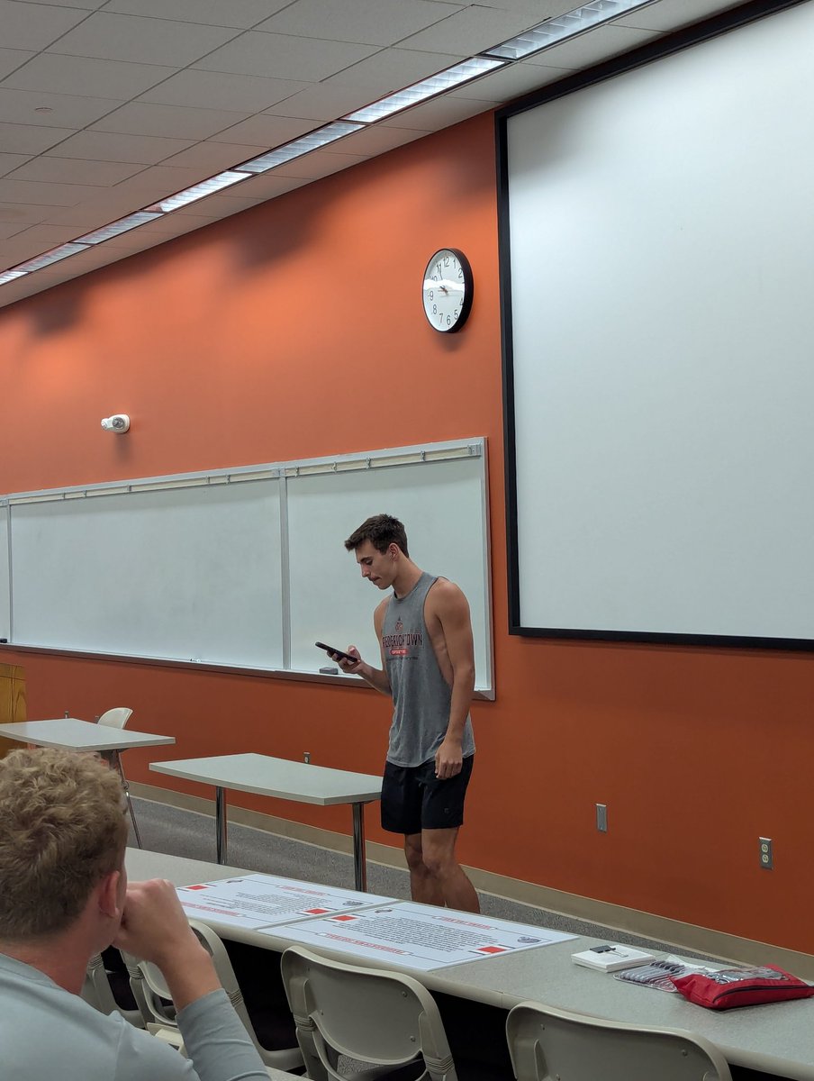 Senior Brode Davis presents his Winner's Speech to the team at goal setting night. #DTN #TPW #FACTS