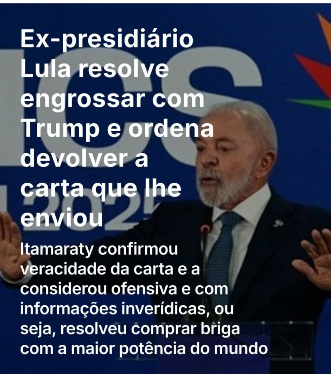 Vai lá Lula , chama o Hamas para resolver isso kkkk.